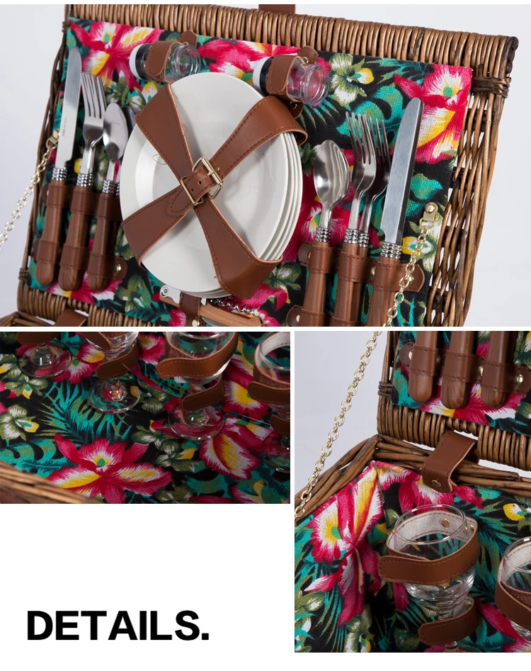 Fancy Lining Cloth Weaving Willow Rattan Square Box Food Storage