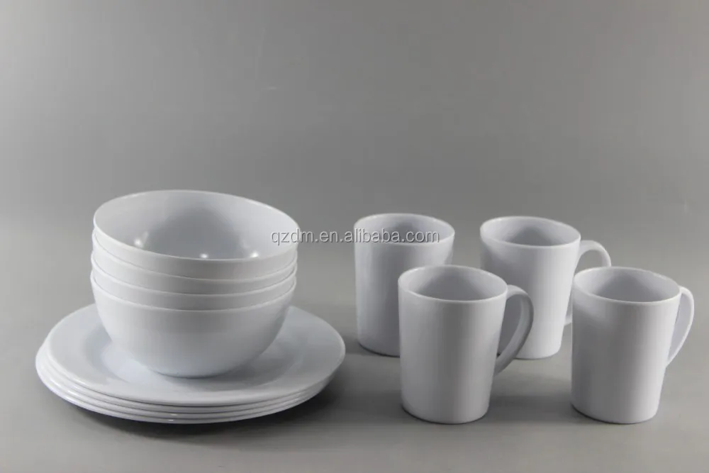 12pcs Melamine Dinner Set White