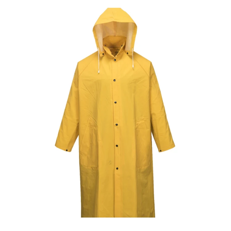 100 Polyester Pvc Long Raincoat/rain Poncho 0.32mm Waterproof Workwear
