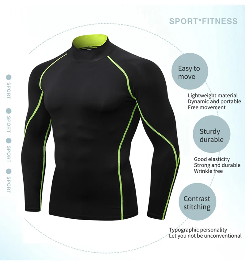 Men Compression Running T Shirt Fitness Tight Long Sleeve Sport