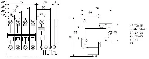 DZ47LE-63 Residual Current Circuit Breaker RCD 1P+N 2P 3P 3P+N 4P 230V 400V 30mA 50mA 100mA 300mA DZ47LE Residual Current Device