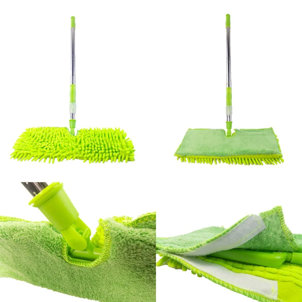 Doublesided Microfiber Dust Mop Flat Mop With Telescopic Aluminum