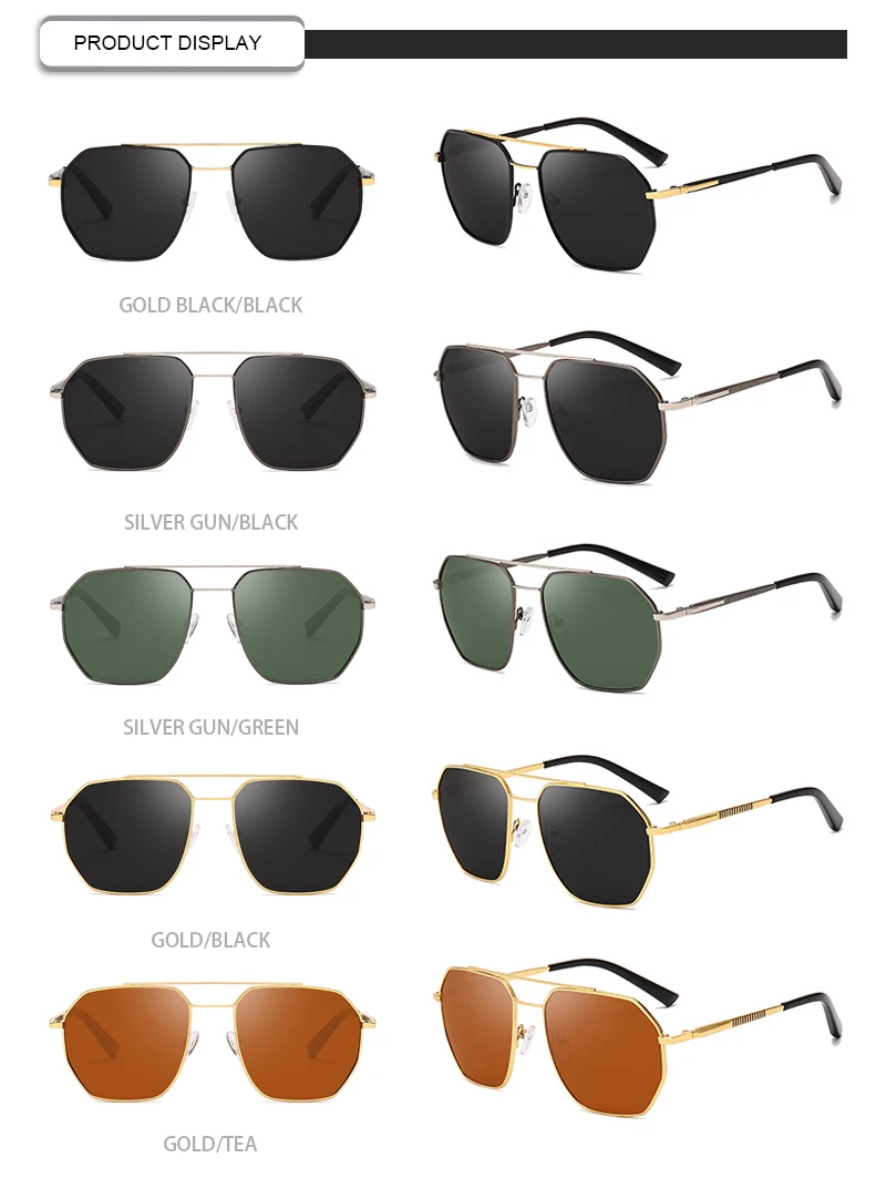 Classic 2019 Irregular Square Men Metal Material Polarized Sunglasses