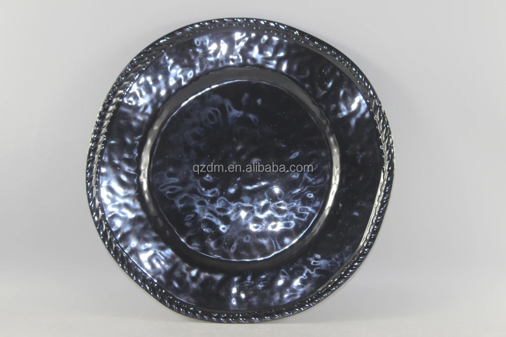 Black Dinner Plates,100% Melamine Round Plates
