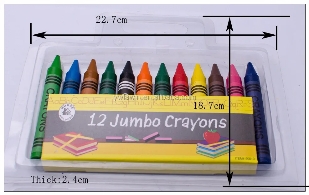 Eco Friendly Jumbo Color Crayons Colors In Clear Pvc Box For School