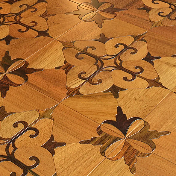 定制层压柚木镶木地板设计 12x12 mar quetry 木材镶嵌项目