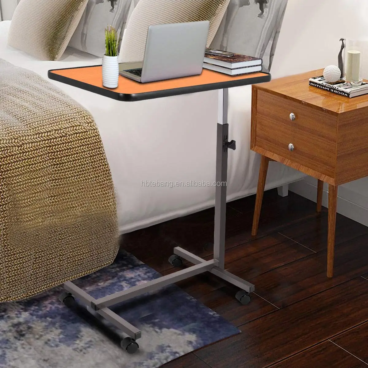 Rolling Adjustable Overbed Table Computer Laptop Desk Food Tray w/ Tilting Top Rolling Adjustable Overbed Table Computer Laptop Desk Food Tray w/ Tilting Top