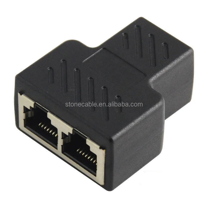 Rj45 Female Lan Cable Extension Coupler Extender 1 To 2 Ways Cat5e Cat6