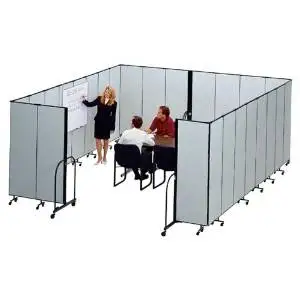 Screenflex Commercial Edit. Portable Room Dividers-Interlocking Mobile Partitions, 13 Panels, 24'1"x6'