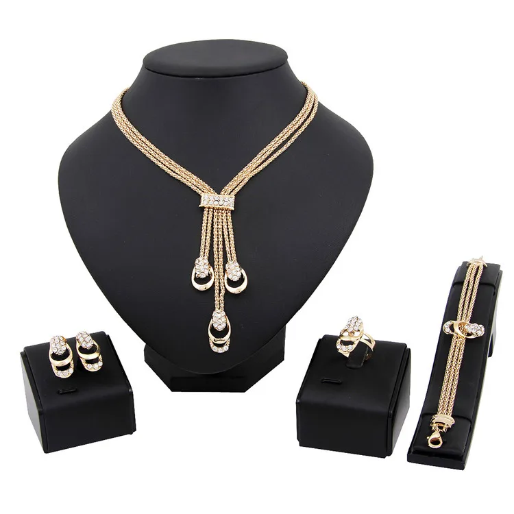 Dubai 4pcs Jewelry Set Factory Direct Price Wholesale cz jewelry set For Lady's  Bridal Gold Jewelry Set