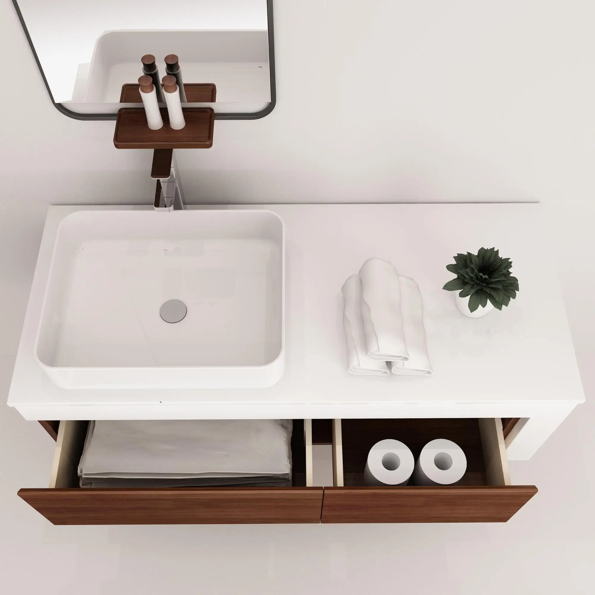 Wholesale Commercial White Double Sink Hotel Wood Waterproof