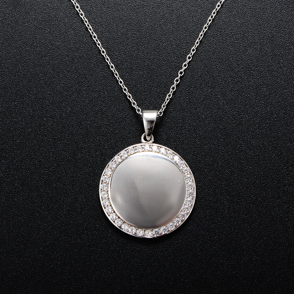 Engravable Jewelry Blanks Sterling Silver Cubic Zirconia Custom Made