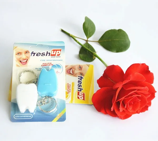 Teeth Shape Plastic Container Mint Dental Floss Pick 10m Water Fluffy