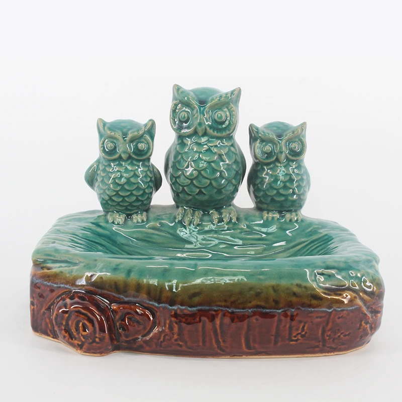 Rectangle Shape Garden Ornament Pet Food Cager Bowls Ceramic Wild