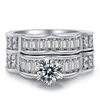 Silver Color Luxurious Six Claw Setting Cubic Zirconia Wedding Ring Sets Fashion Jewelry Engagement For Women Top Quality YG010