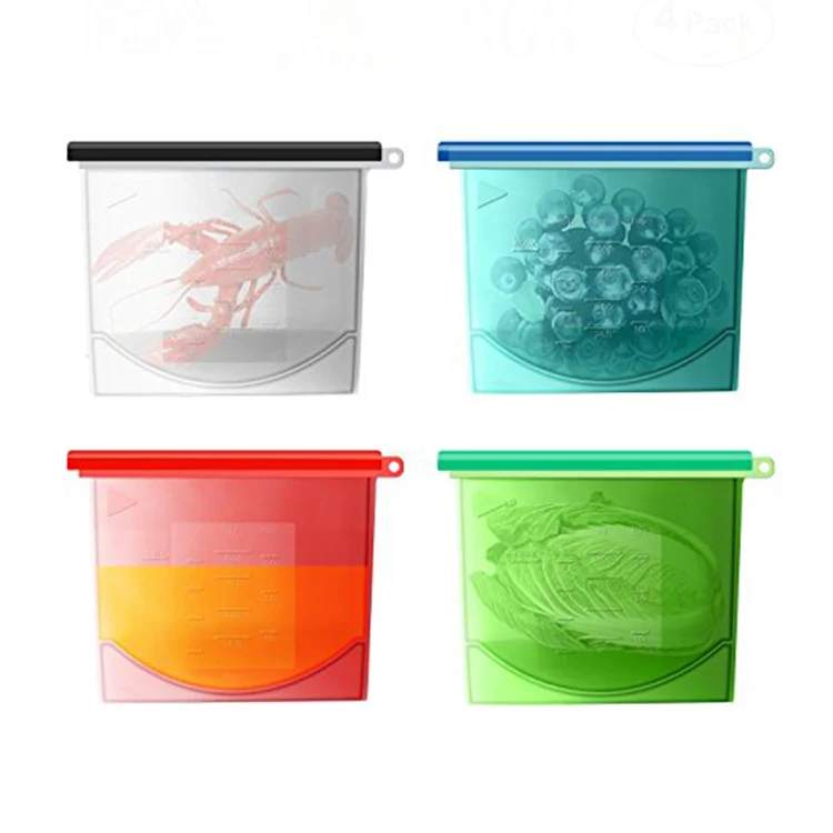 Wholesale Hot Selling New Product Reusable Food Container Silicone Freezer Vacuum Food Zipper Storage Bag