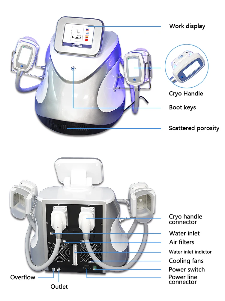 Dual handle work at the same time Criolipolisis machine fat freezing cellulite remove equipment