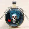 XP-TGN-S-114 Wholesale Vintage Meaningful Dome Cabochon Pendant Charm Diy Image Skull Time Gemstone Necklace In Alloy