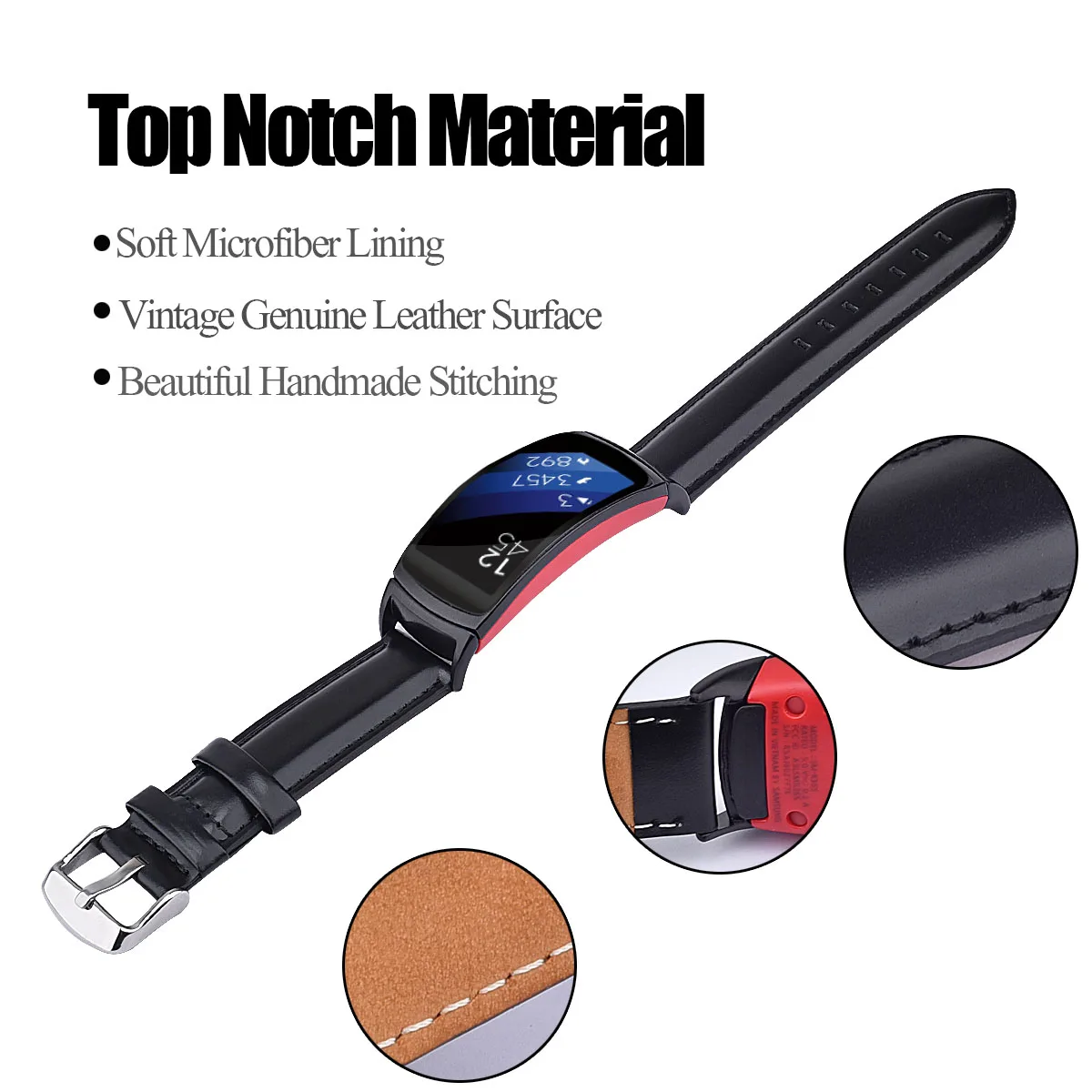 Genuine Leather Watch Bands,For Samsung Gear Fit 2 Pro Bands,18mm Smart