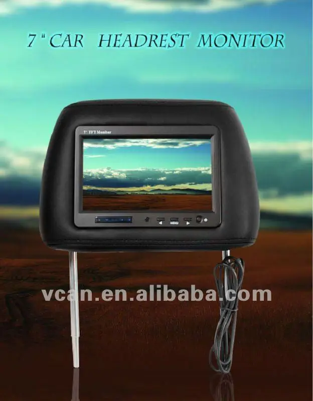 7 Inch Headrest Seven Inch Car Pillow Head Rest Tft Lcd Monitor Zipper