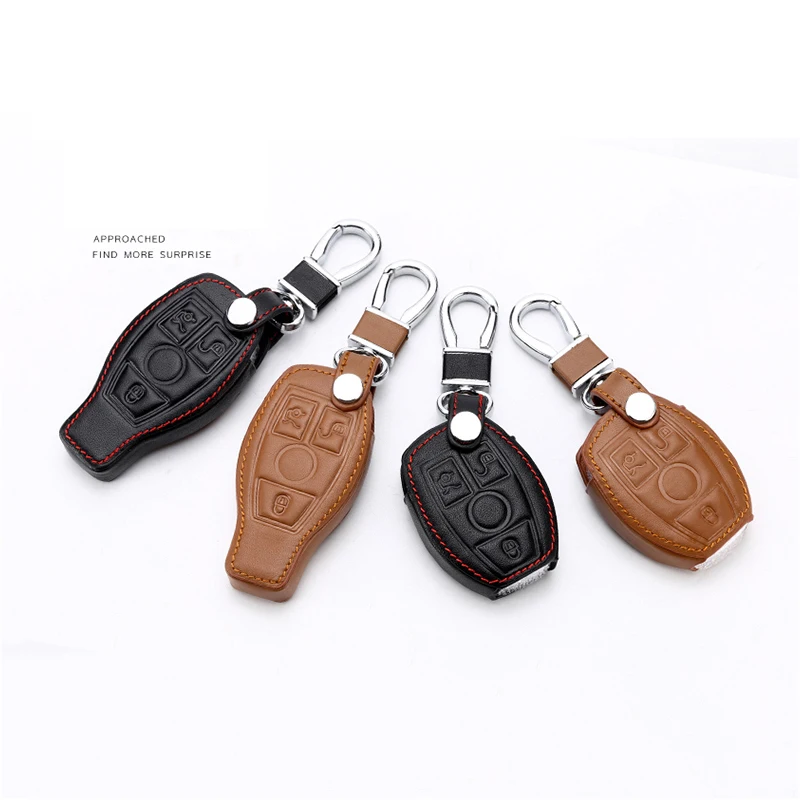 Genuine Leather Car Key Shell Case Cover For Mercedes Benz Class W205 E Class 