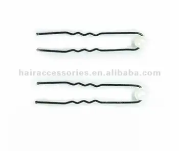 Waved Steel Wedding Hair U Pins With Pearls For Fixing The Bun