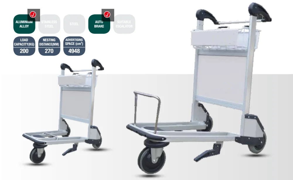 Airport Luggage Cart Lightweight Aluminum Foldable Folding Luggage