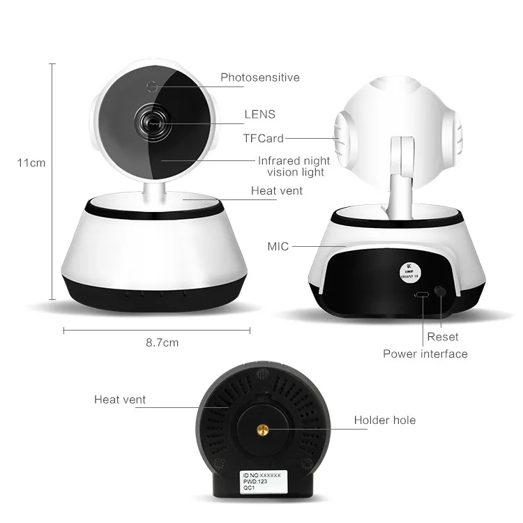 2019 Hot Sale Shenzhen Factory/Manufacturer  Cheapest Pan Tilt Dog Robot Mini P2P Small Wifi CCTV V380 IP Camera