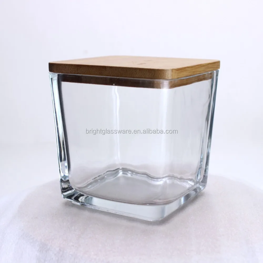 China Supplier Square Candle Votive Clear Square Cube Glass Candle Jar