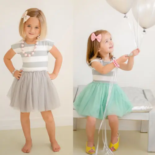 Age 2 7 Kids Girls Summer font b Dress b font Princess Striped Tutu font b