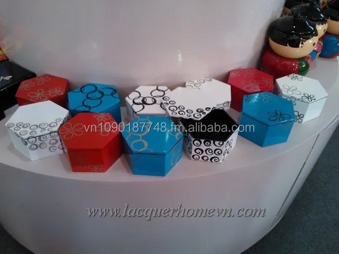 Vietnam lacquer jewelry box with faux suede, direct supply, Ha Thai lacquer