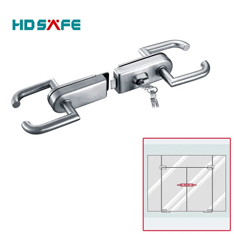 Hdsafe Glass Door Lock Exterior Security Office 304 /316 Stainless Steel 812mm Frameless