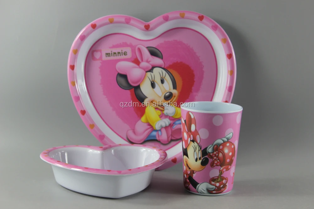 Heart Shape Melamine Dinnerware Sets For Children Of 3PC