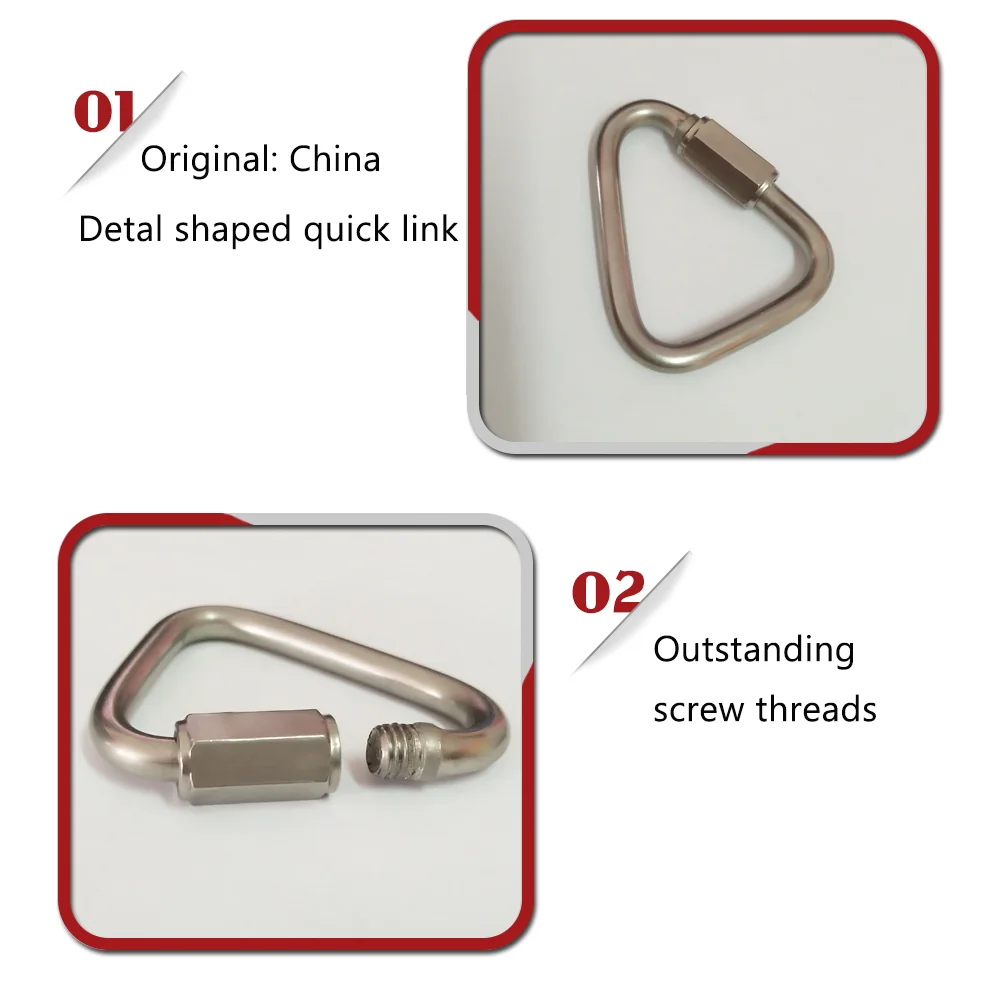 Delta Carabiner Stainless Steel Triangular ZINC Plated Connect Quick Link With Nut