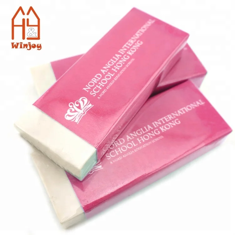 Ecofriendly Tpr Material White Eraser For Kid Full Logo Printing By