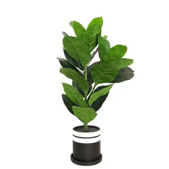 Artificial Rubber Tree Potted Plant With Decorative Pot 68cm Tall Artificial Rubber Tree Potted Plant With Decorative Pot 68cm Tall At T07016
