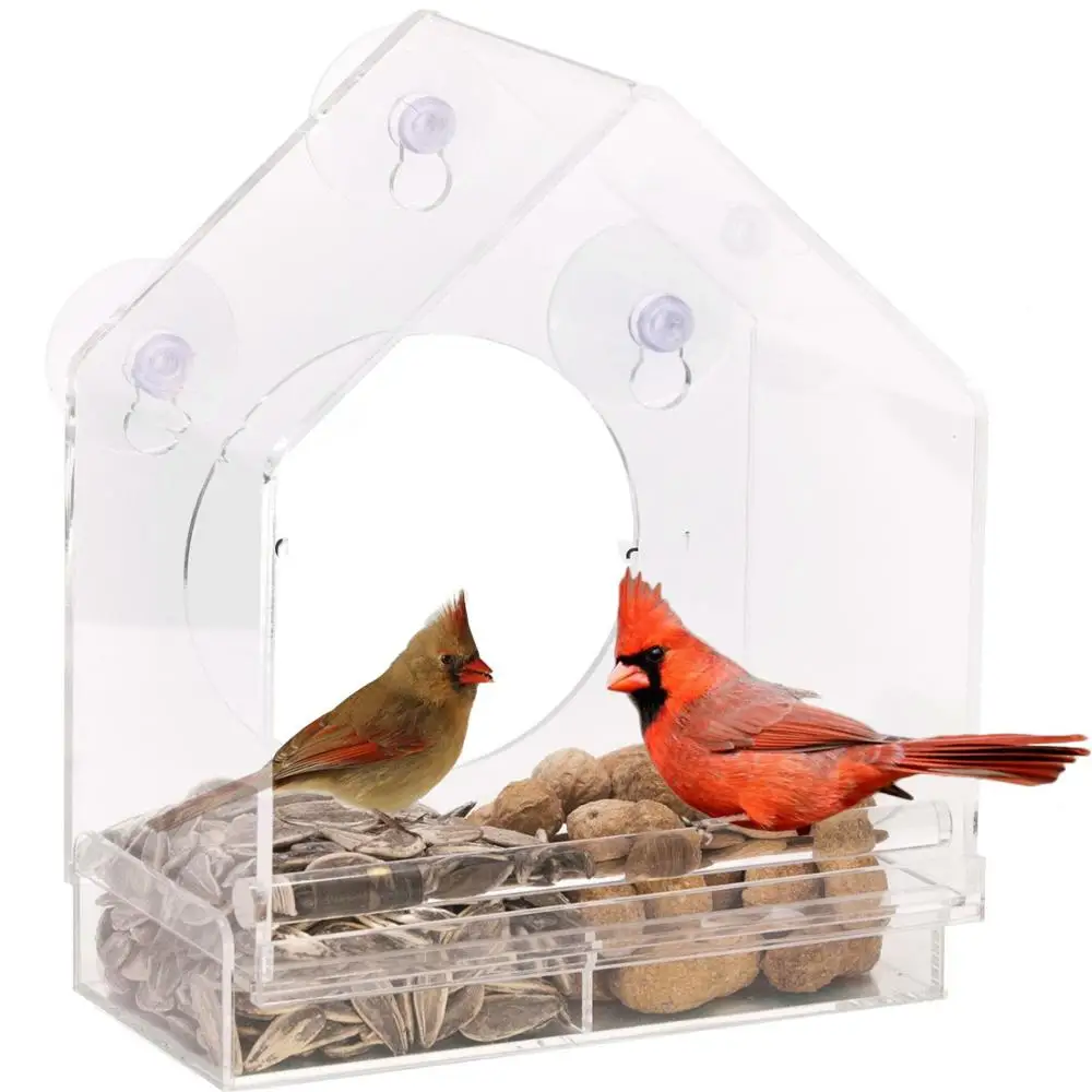 Wholesale Custom Clear Acrylic Wild Bird Feeder Window Feeder Bird