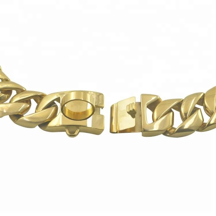 الأصلي! 18K الذهب سوبر الفاخرة طوق بكلاب سلسلة سلسلة الكلاب الكبيرة سلسلة قوية 32 مللي متر الحيوانات الأليفة الاكسسوارات Pitbull طوق