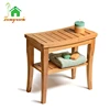 2-tier bathroom bamboo wooden shower bath shoe seat stool bench for shower