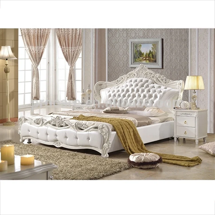 Luxury Royal Style White Leather Bed Bedroom Solid Wood Bed Buy Solid Wood Bed Leather Bed Bedroom Bedroom Furniture Set Product On Alibaba Com
