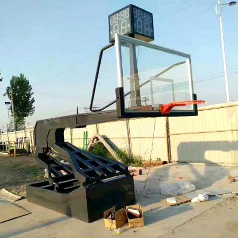 Adjustable outdoor electric hydraulic basketball hoop wall mount goal