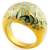brass base 18k gold plated turquoise blue enamel ring