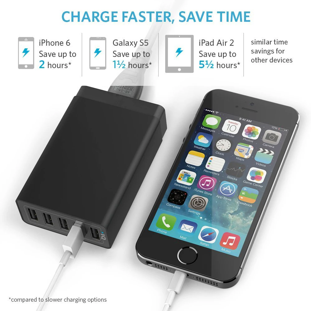 Intelligent Chip Full 8A 5 Ports Multi Usb Charger Desktop Universal Fast Charger 40W/8A