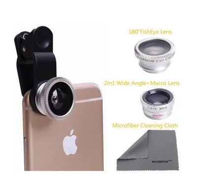 2016 New Mobile Phone Camera Extra Lens Fisheye Lens 3 in 1 Zoom Lens Good quality for iPhone Samsung HTC