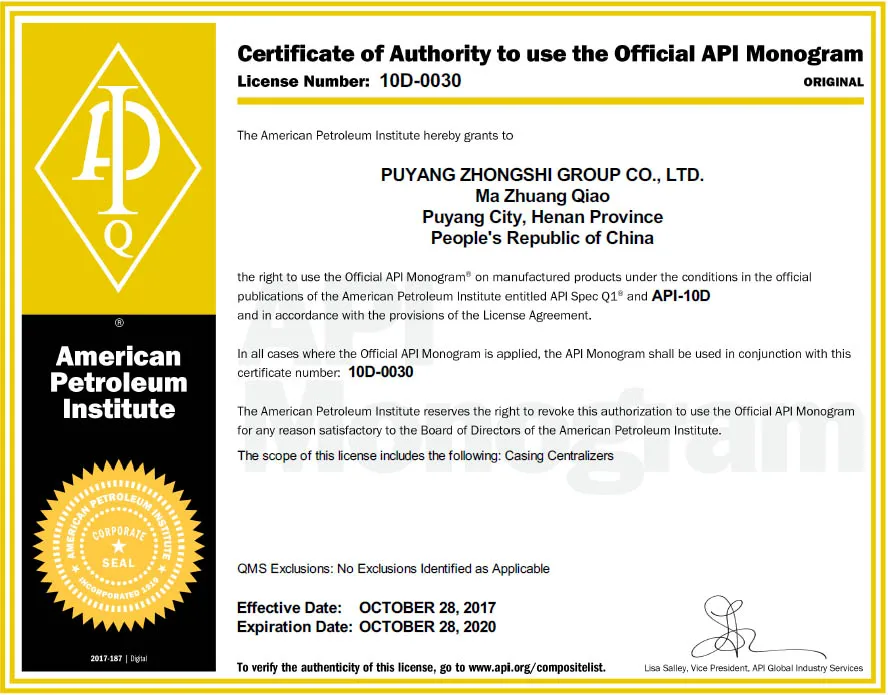 Certificate 10D-0030