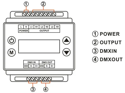DMX302 DMX triac dimmer led brightness controller AC90-240V TRIAC 3-Output