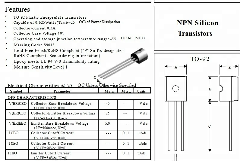 S9013h S9013 25v Npn Silicon Transistors Buy S9013,9013,Transistors