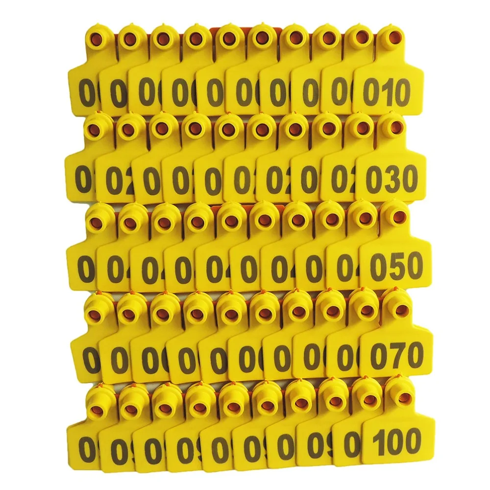 100Set Plastic Pig Ear Tag High Quality Hog Pig Piglet Swine Sow Ear Tag Animal Livestock