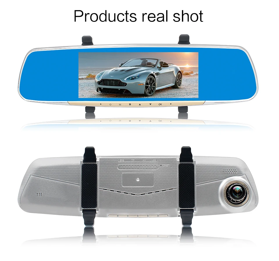 7 inch touch screen dual cameras rearview mirror 1080p car black box