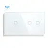 Bsee EU Double Panel 3 Gang 2 Way RF Smart Light Switch with Glass Panel Modular Touch Switch Interruptor Touch Switch